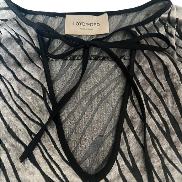 Loyd/Ford Palm Beach Top Blouse Burnout Velvet Zebra Stripe Small Punk Glam - Picture 2 of 10